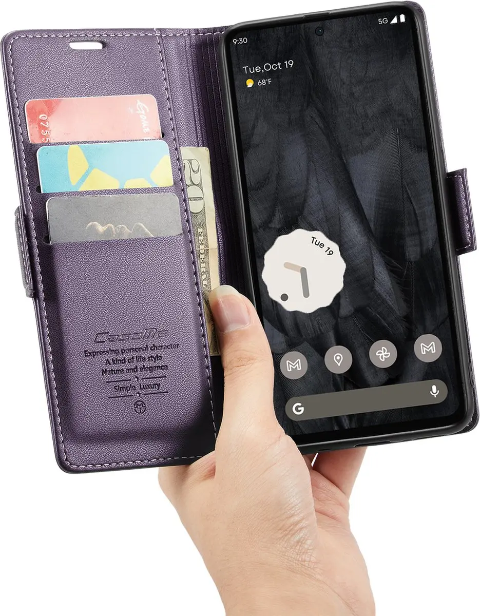 Caseme Wallet Case Google Pixel 8 Pro - RFID & Magneetsluiting - Paars