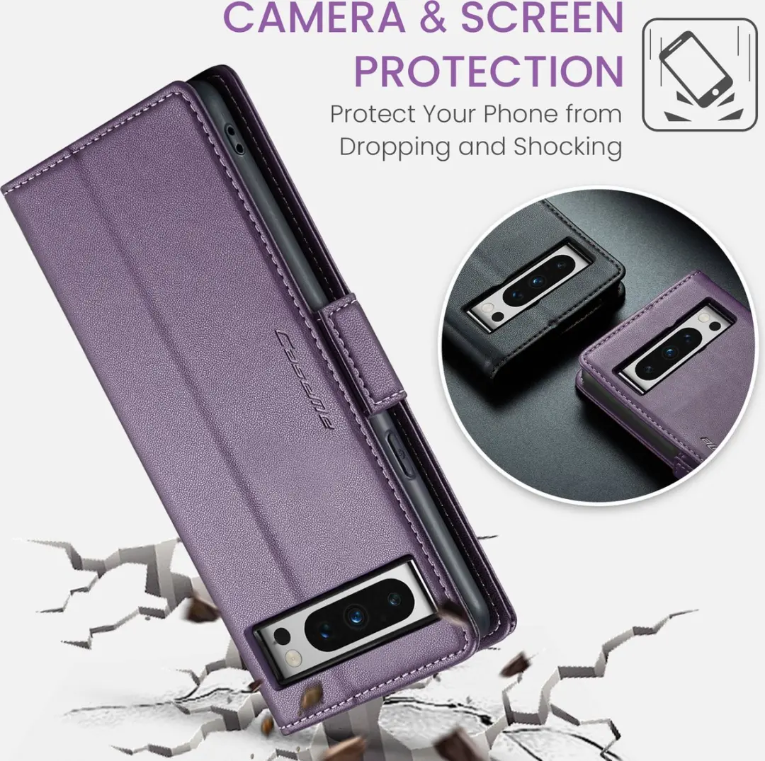 Caseme Wallet Case Google Pixel 8 Pro - RFID & Magneetsluiting - Paars - afbeelding 6 van 6