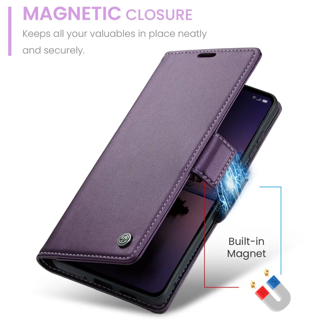 Caseme Wallet Case OPPO Reno 12 Pro - RFID & Magneetsluiting - Paars
