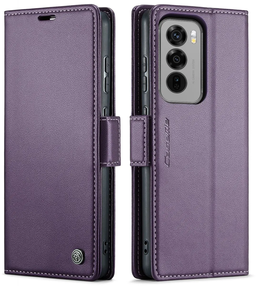Caseme Wallet Case OPPO Reno 12 Pro - RFID & Magneetsluiting - Paars