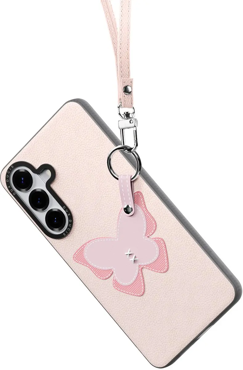 Dux Ducis Luvy PU-leer Backcover Samsung Galaxy S26 - Vlinder/Lichtroze - 8721389804417