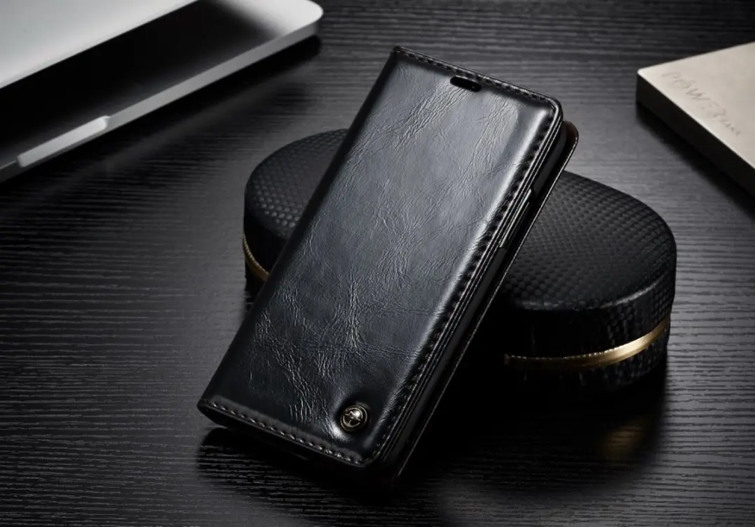 Caseme Oil Wallet Lederen Case iPhone X - Bookcase Zwart