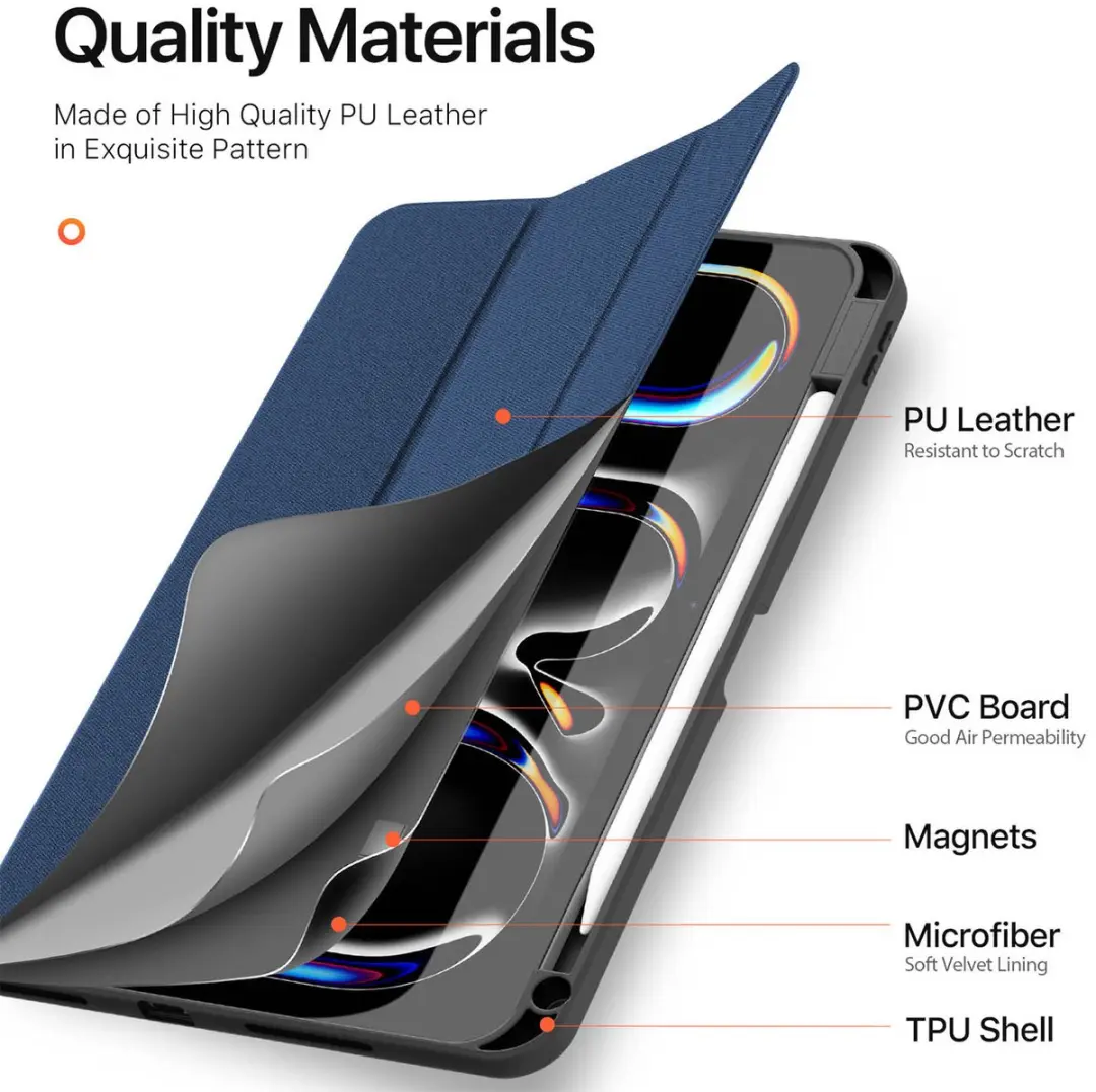 Dux Ducis SH00075527 Tablethoes - Apple iPad Pro 11 2024/2025 - Donkerblauw - afbeelding 6 van 6