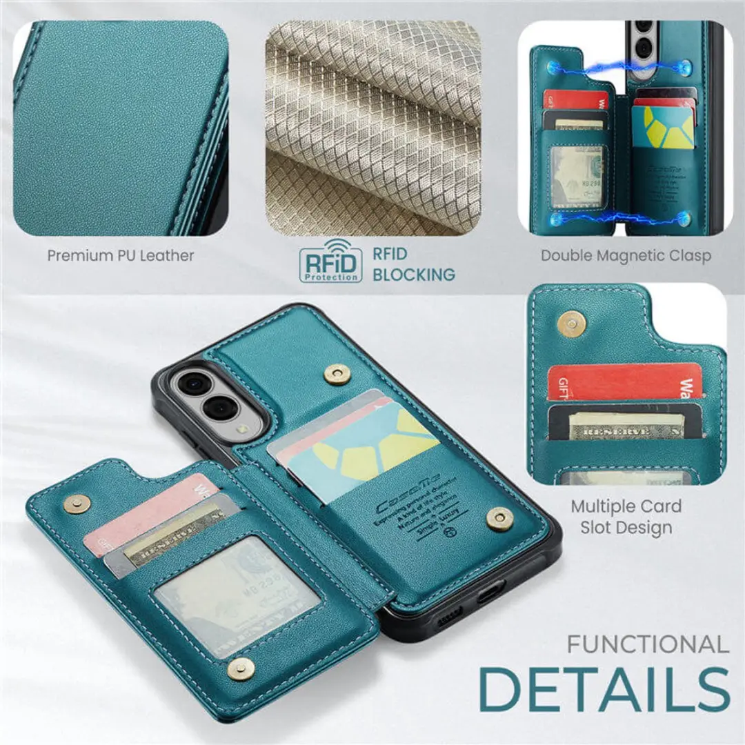 Caseme Portemonnee Backcover Galaxy S25 Edge - Anti-RFID Groen - afbeelding 6 van 6