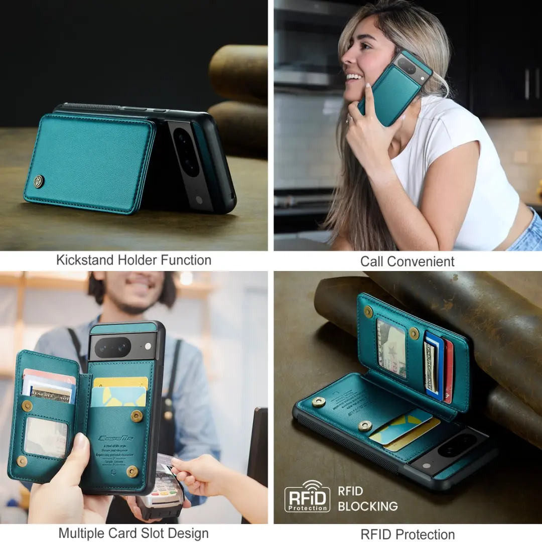 Caseme Portemonnee Backcover Pixel 8a - Anti-RFID Groen
