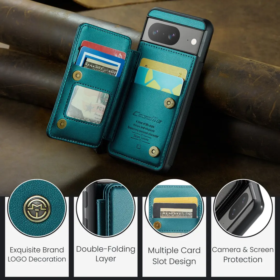 Caseme Portemonnee Backcover Pixel 8a - Anti-RFID Groen - afbeelding 6 van 6