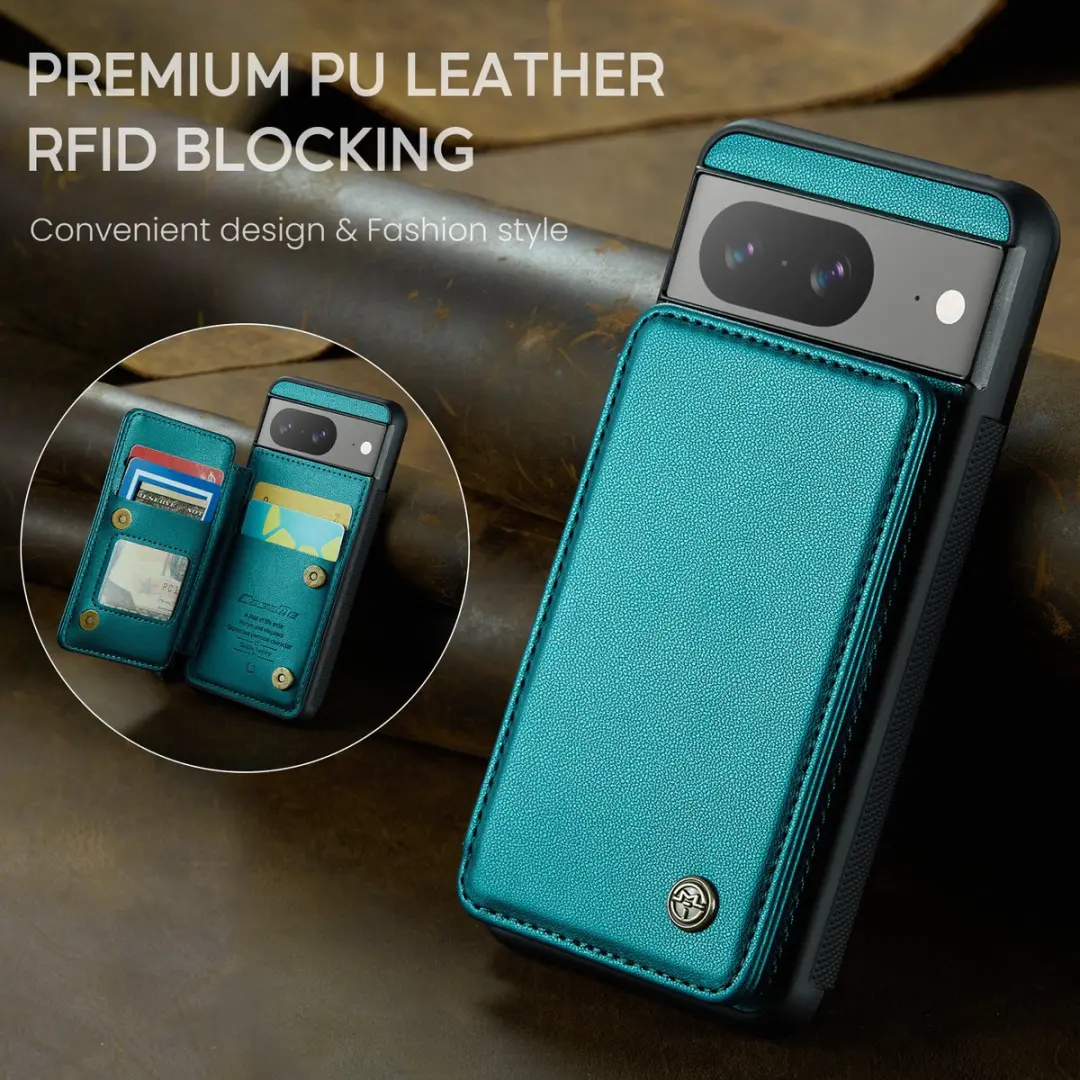 Caseme Portemonnee Backcover Pixel 8a - Anti-RFID Groen