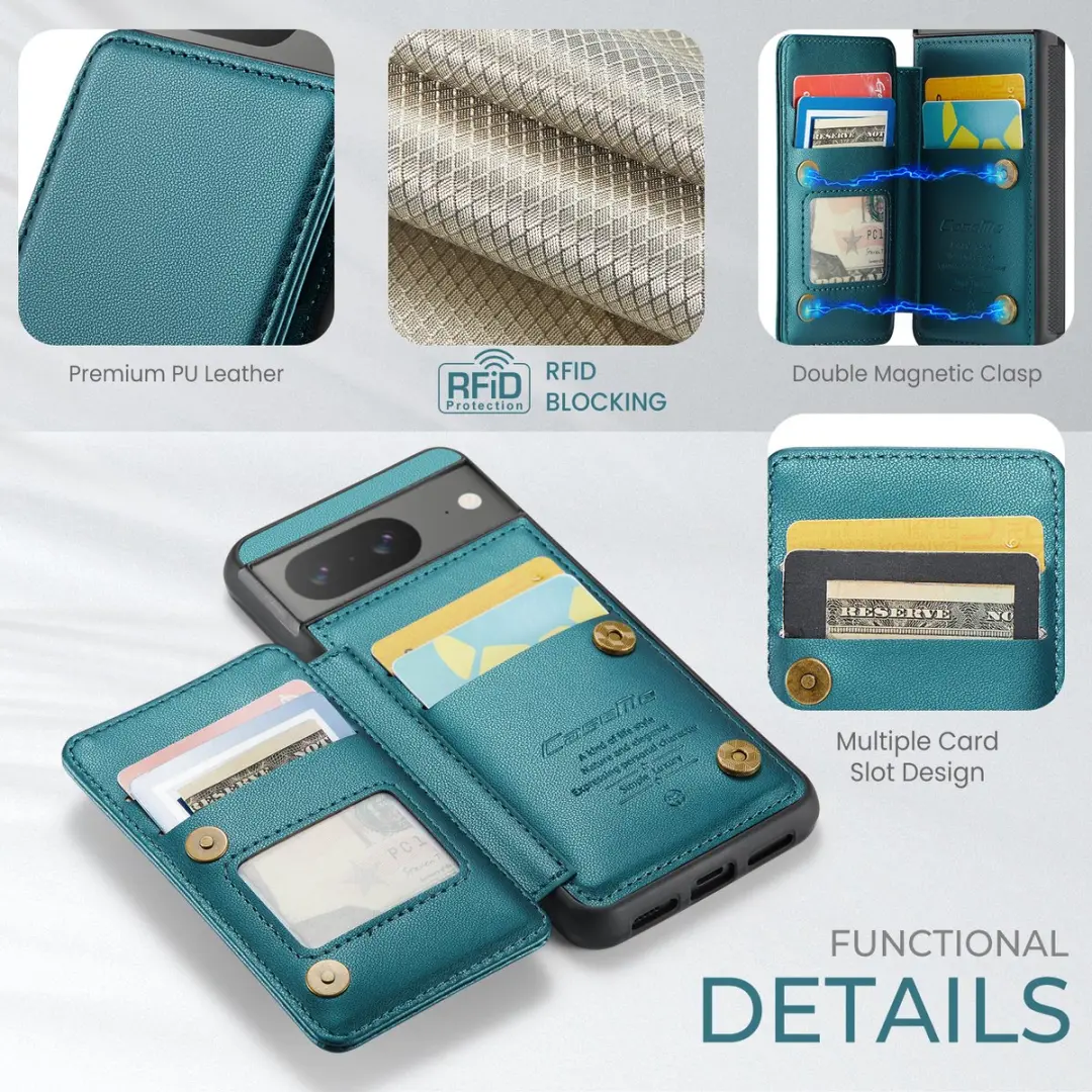 Caseme Portemonnee Backcover Pixel 8a - Anti-RFID Groen