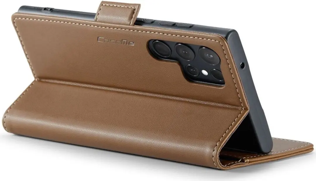 CaseMe 023 Hoesje Samsung Galaxy S23 Ultra - 3 Pasjes - Bruin