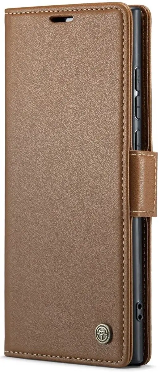 CaseMe 023 Hoesje Samsung Galaxy S23 Ultra - 3 Pasjes - Bruin