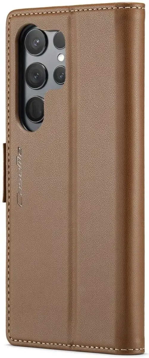 CaseMe 023 Hoesje Samsung Galaxy S23 Ultra - 3 Pasjes - Bruin