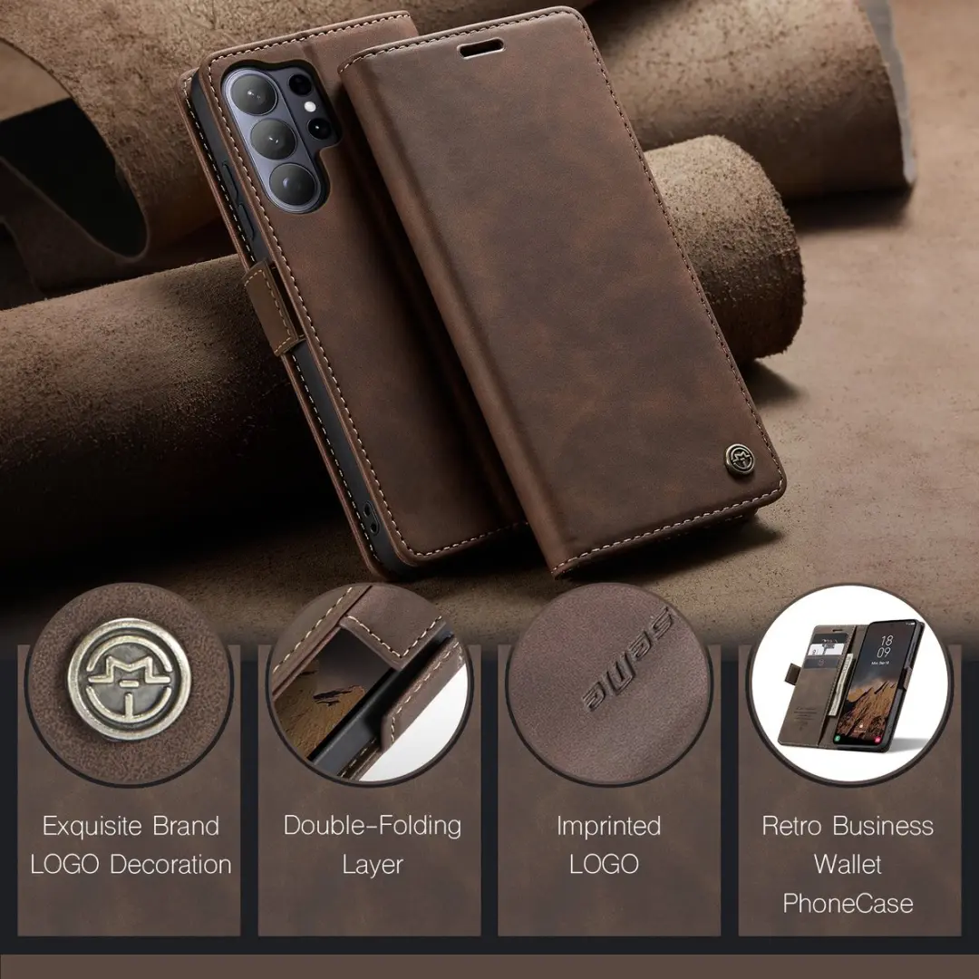 Caseme 013 Book Case Hoesje Samsung Galaxy S26 Ultra - Donkerbruin