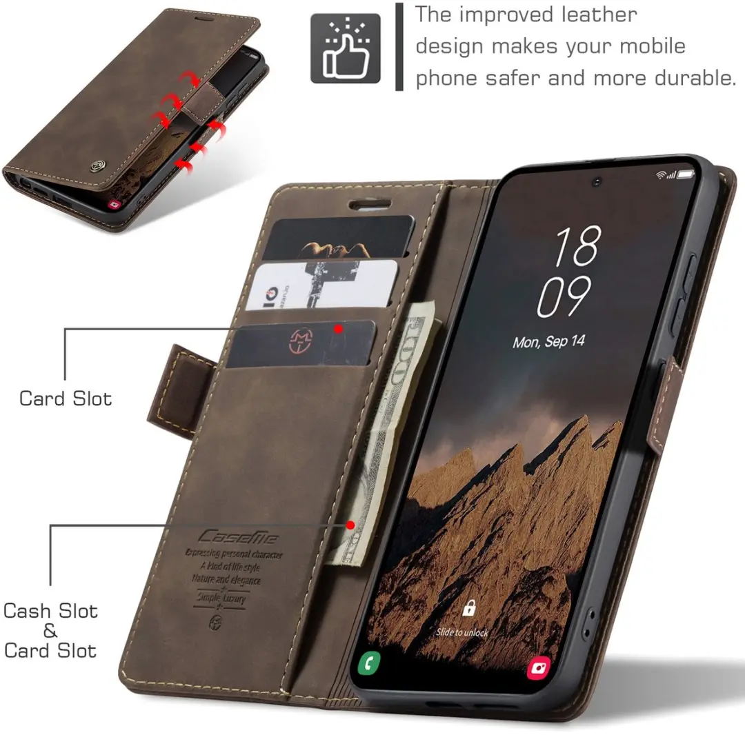 Caseme 013 Book Case Hoesje Samsung Galaxy S26 Ultra - Donkerbruin