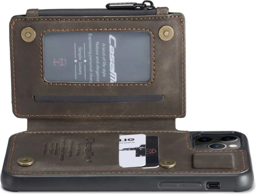 Caseme Back Cover Wallet Kunstleer Hoesje iPhone 11 Pro Max - 3 Pasjes - Coffee