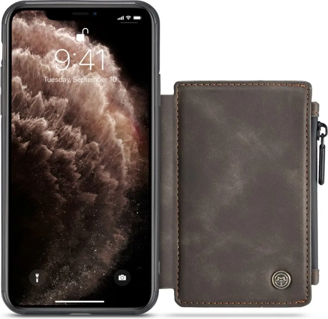 Caseme Back Cover Wallet Kunstleer Hoesje iPhone 11 Pro Max - 3 Pasjes - Coffee