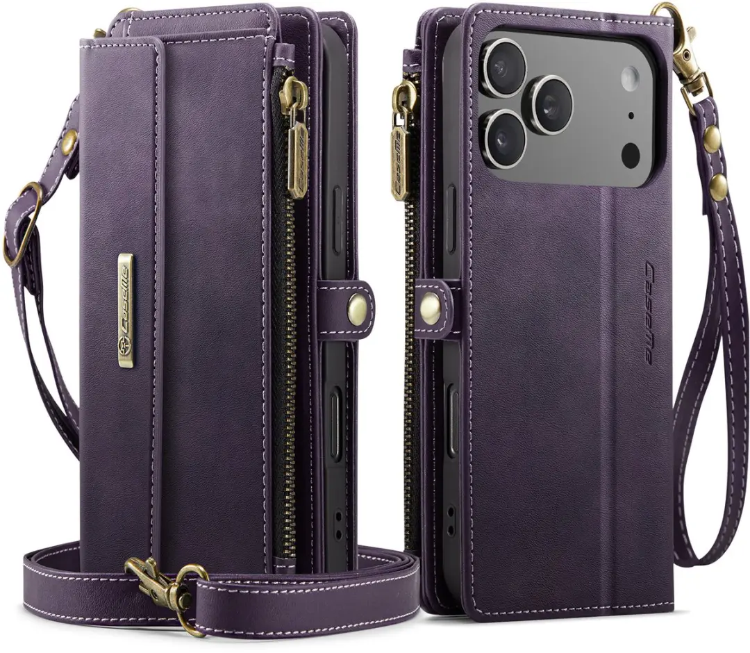 Caseme iPhone 17 Pro Hoesje Portemonnee - 9 Pasjes - Paars
