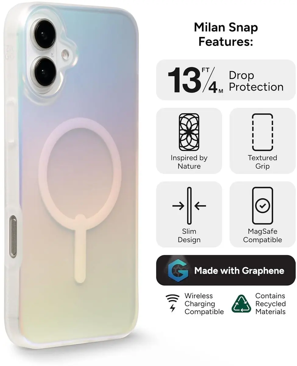 ZAGG Milan Snap Mag iPhone 16 Plus Hoesje - iridescent - afbeelding 6 van 6