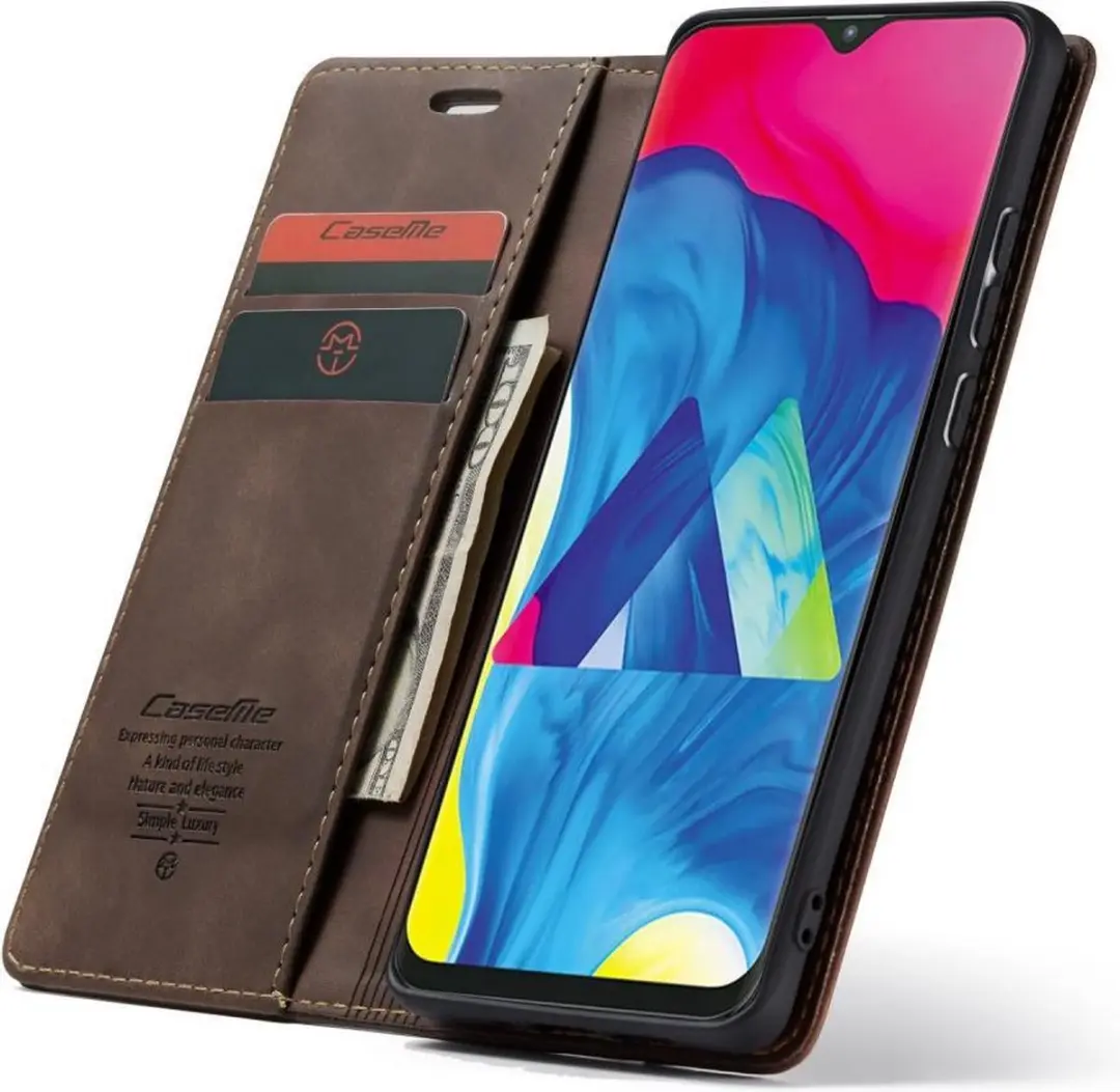 Caseme Book Case Donkerbruin - Samsung Galaxy A10 Hoesje - 2 Pasjes