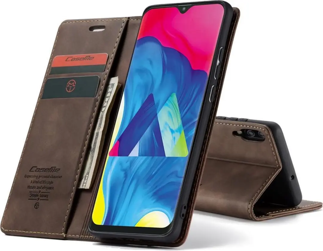 Caseme Book Case Donkerbruin - Samsung Galaxy A10 Hoesje - 2 Pasjes - afbeelding 6 van 6