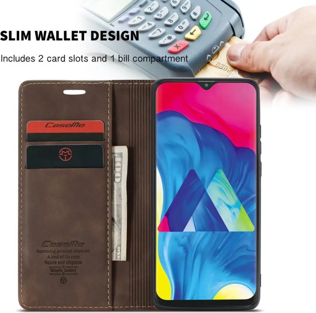Caseme Book Case Donkerbruin - Samsung Galaxy A10 Hoesje - 2 Pasjes