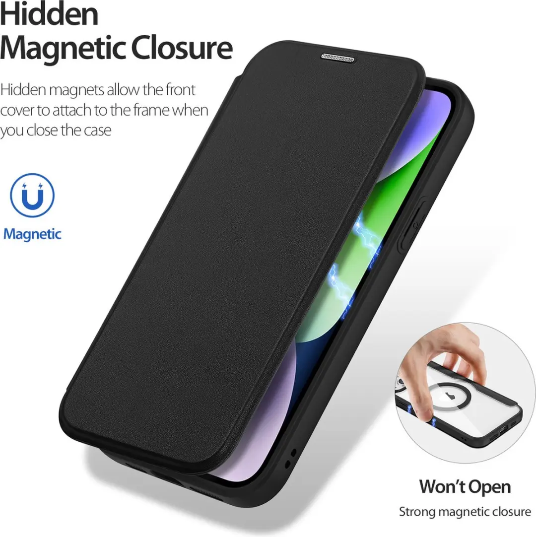Dux Ducis iPhone 15 Plus Hoesje - MagSafe Book Case - Zwart