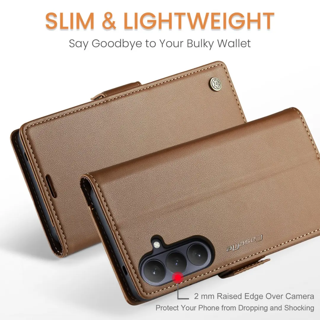 Caseme PU-leer Bookcase Hoes Samsung Galaxy S26 Plus - 3 Pasjes - Bruin