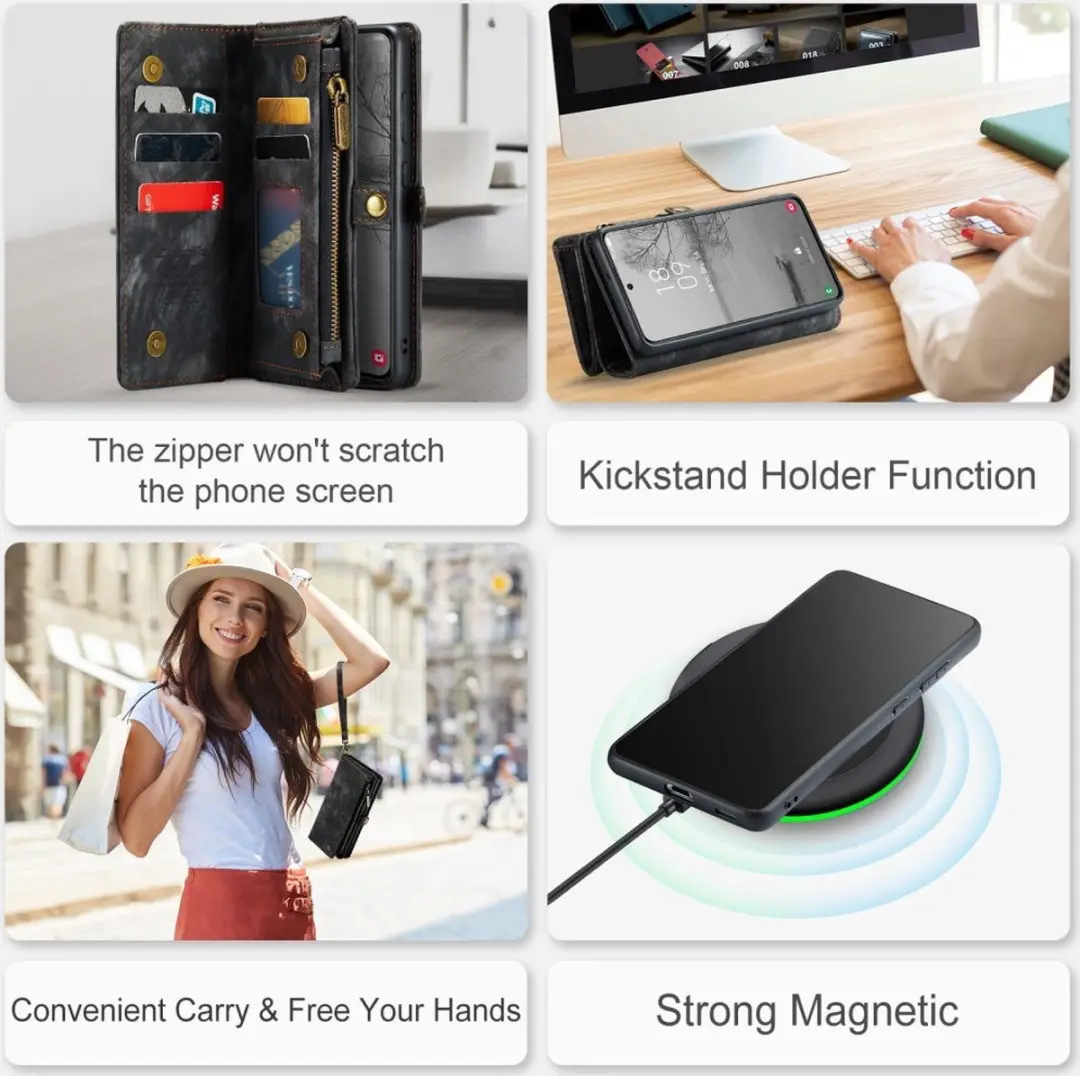 Caseme 008 Hoesje Samsung Galaxy S23 - 2-in-1 Book Case & Portemonnee - 8 Pasjes - Zwart