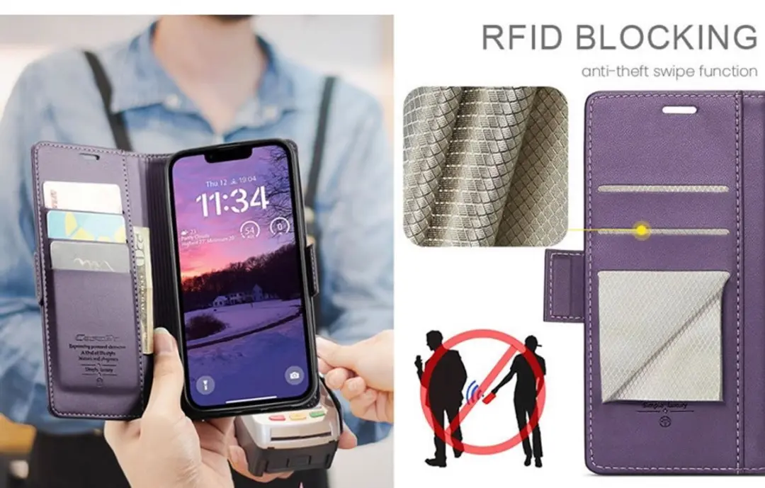 CaseMe Wallet Case iPhone 16/17 - RFID & Magneetsluiting - Paars