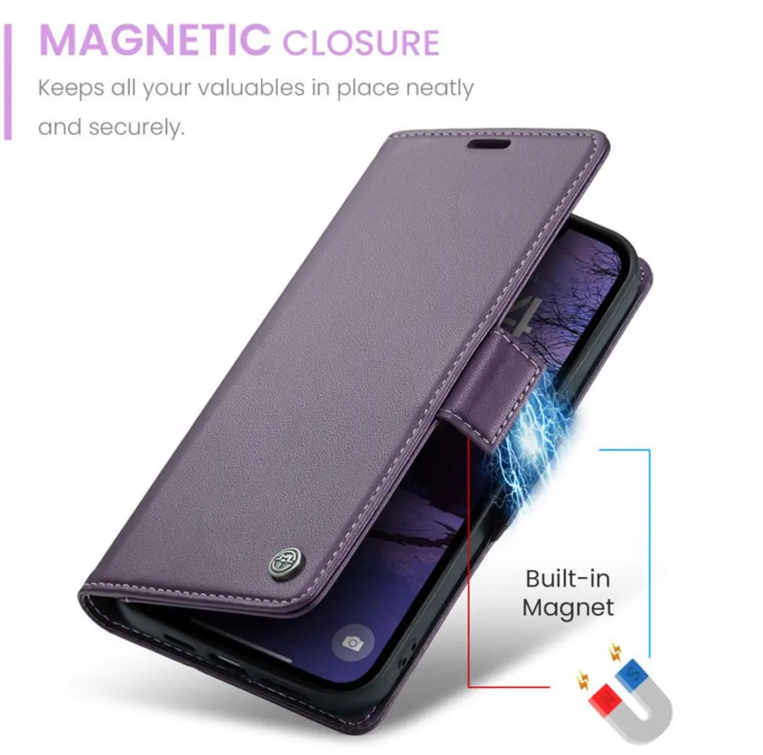 CaseMe Wallet Case iPhone 16/17 - RFID & Magneetsluiting - Paars - afbeelding 6 van 6