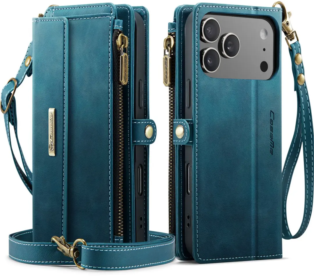 Caseme iPhone 17 Pro Hoesje Portemonnee - Blauw - 9 Pasjes