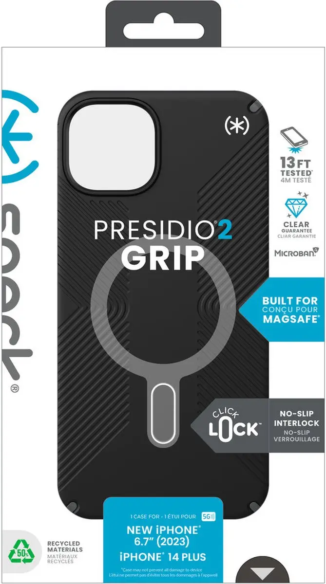 Speck Presidio2 Grip iPhone 15 Plus Hoesje - Zwart