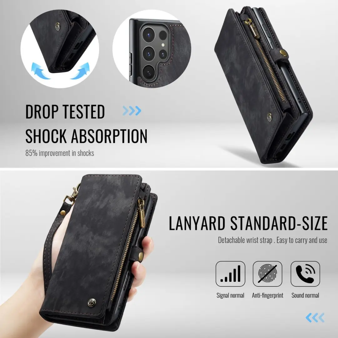 Caseme 008 Hoesje Samsung Galaxy S26 Ultra - 2-in-1 Book Case - 8 Pasjes - Zwart