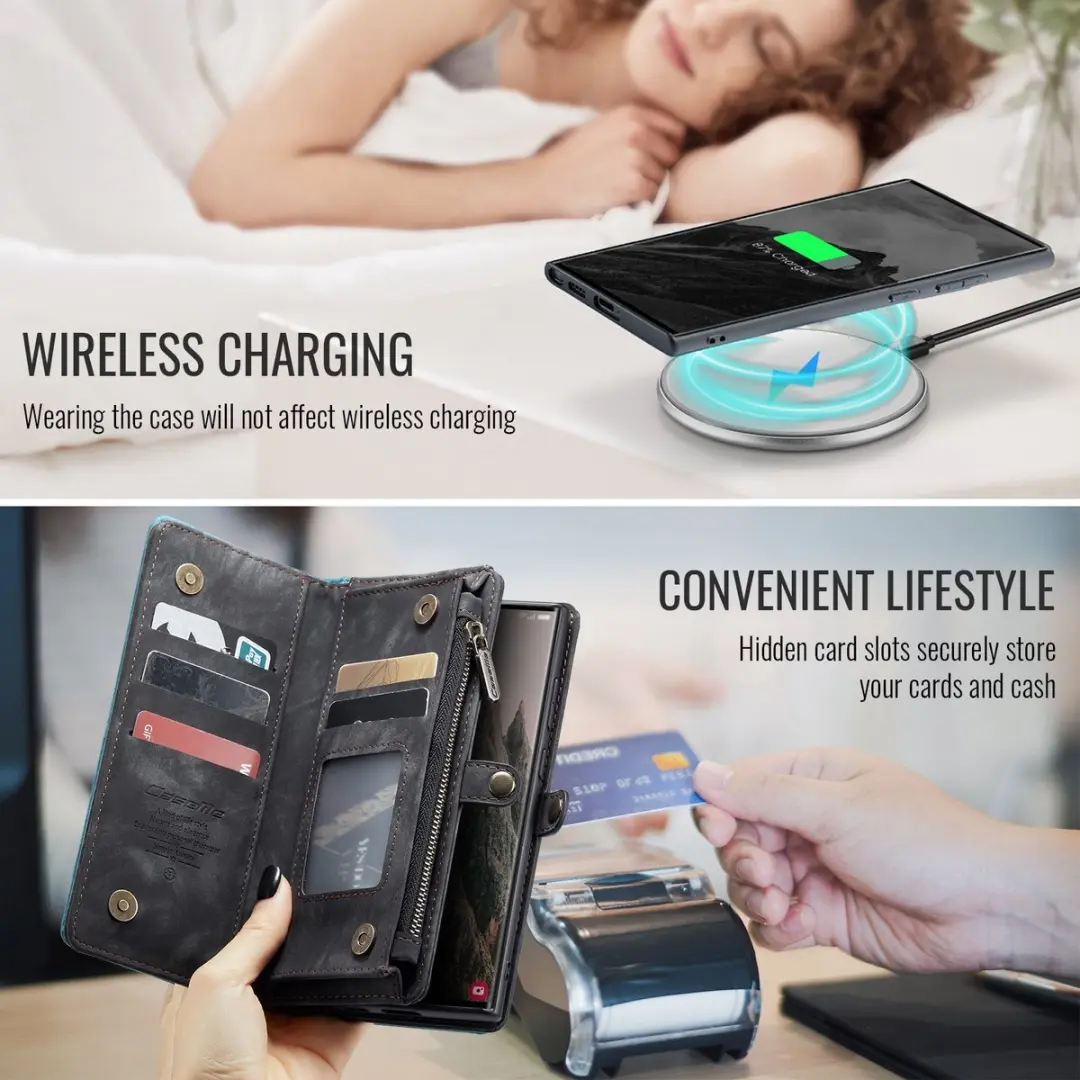 Caseme 008 Hoesje Samsung Galaxy S26 Ultra - 2-in-1 Book Case - 8 Pasjes - Zwart - afbeelding 6 van 6