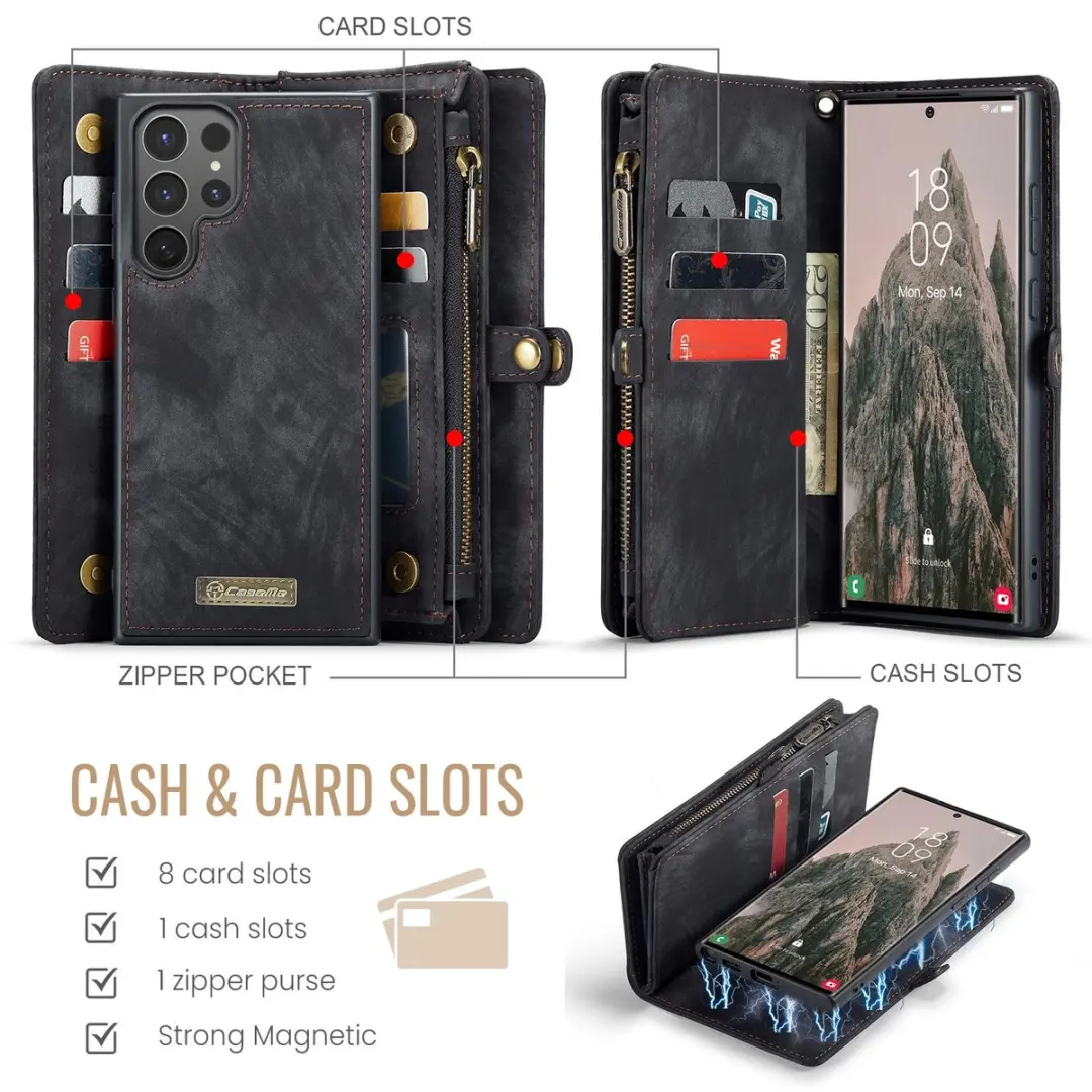 Caseme 008 Hoesje Samsung Galaxy S26 Ultra - 2-in-1 Book Case - 8 Pasjes - Zwart
