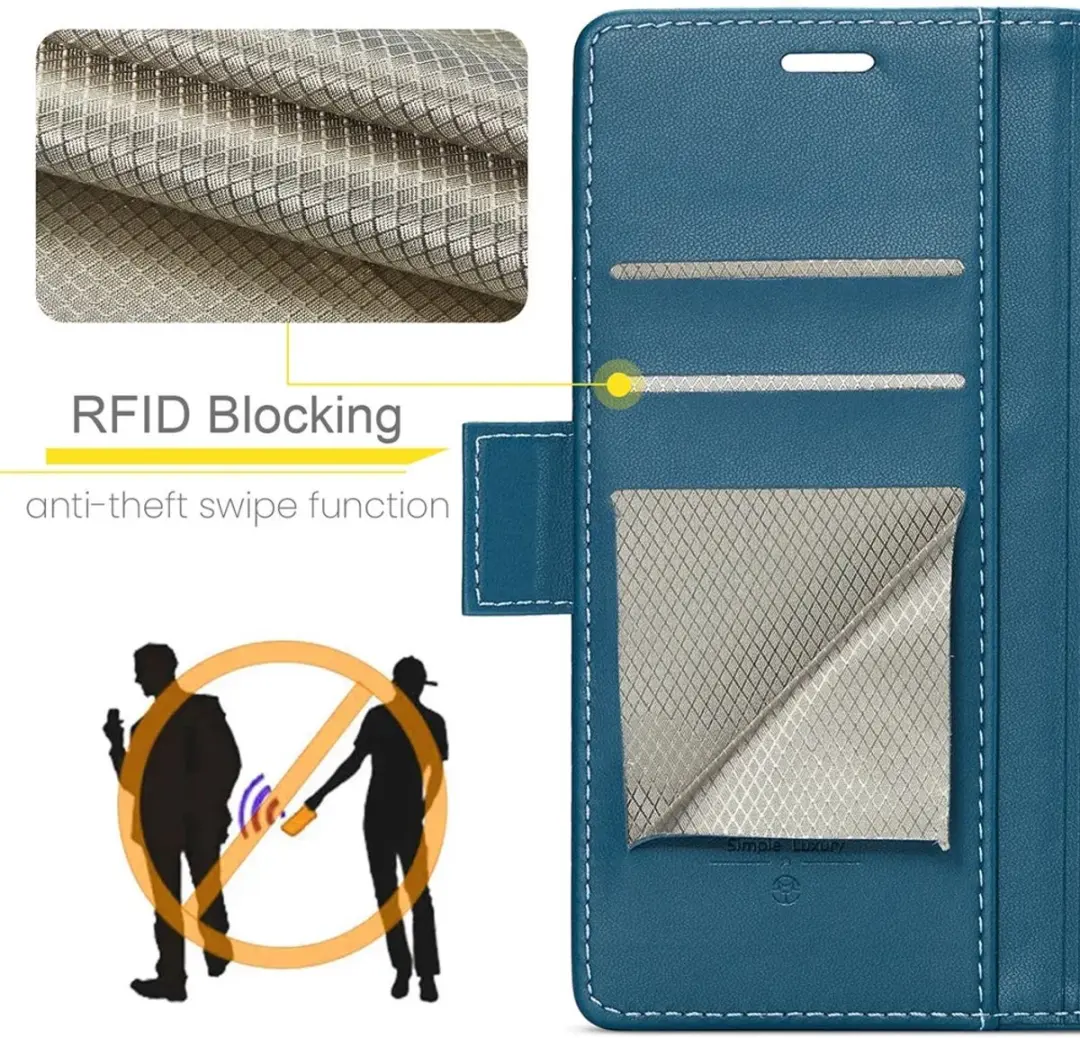 Caseme Litchi Texture Book Wallet Hoesje - Samsung Galaxy S25 Plus - Blauw