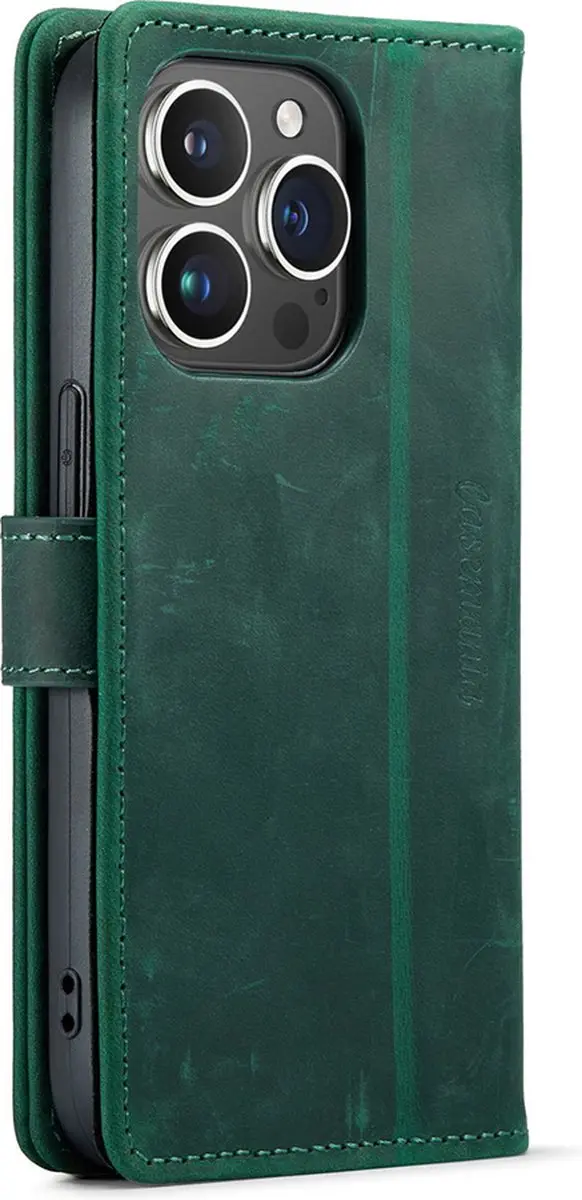 Caseme iPhone 14 Pro Max Bookcase Hoesje - Effen Groen - 3 Pasjes
