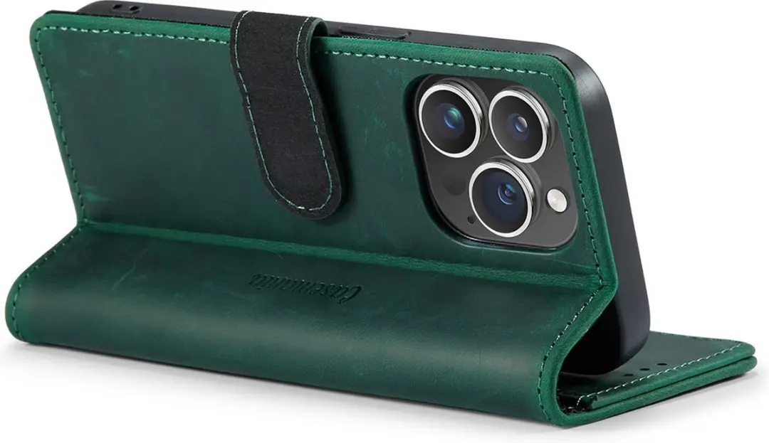 Caseme iPhone 14 Pro Max Bookcase Hoesje - Effen Groen - 3 Pasjes