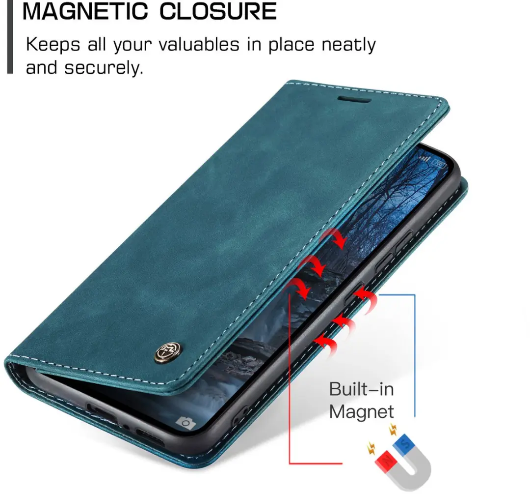 Caseme Magnetische Flip Wallet Case Blauw - voor Xiaomi Poco M7 Pro 5G