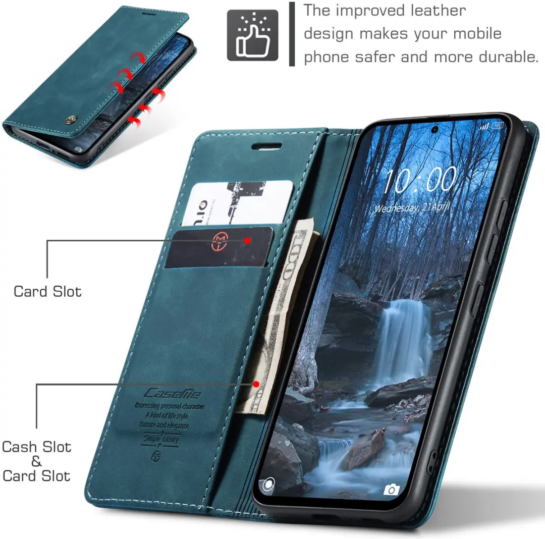 Caseme Magnetische Flip Wallet Case Blauw - voor Xiaomi Poco M7 Pro 5G