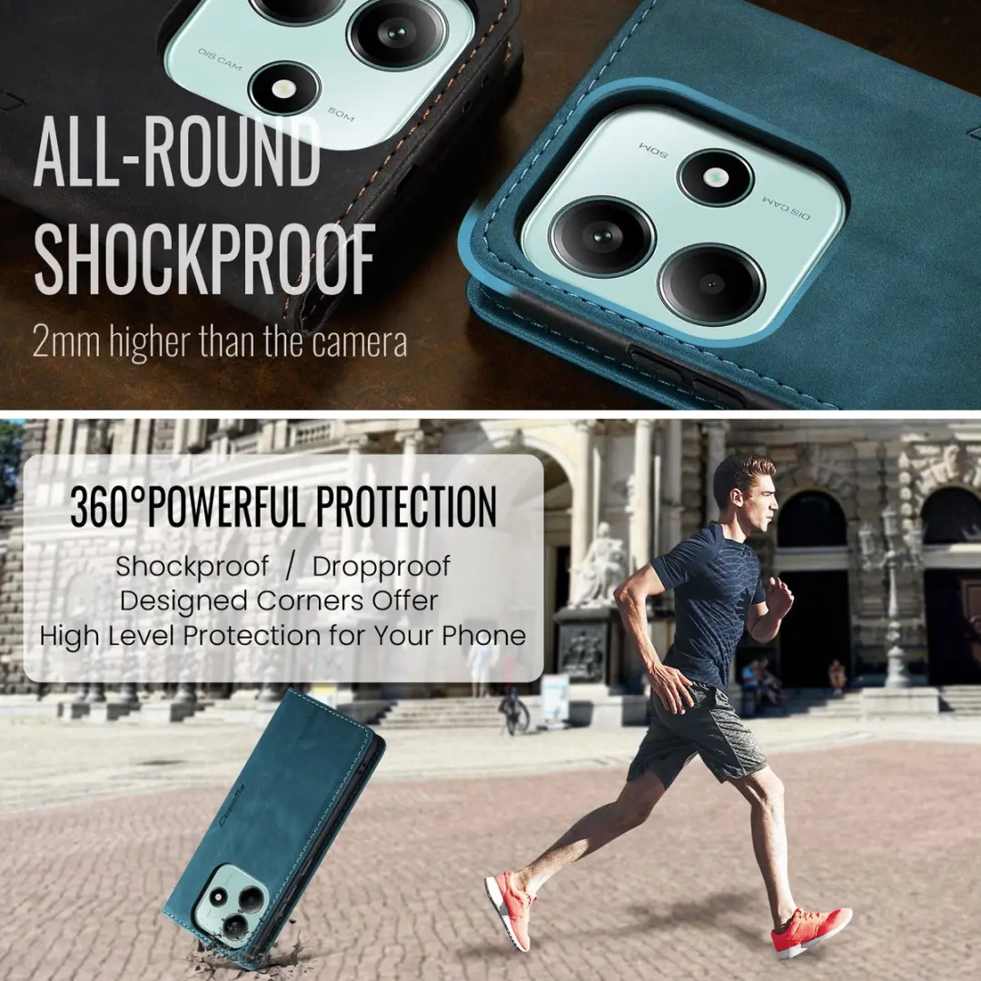 Caseme Magnetische Flip Wallet Case Blauw - voor Xiaomi Poco M7 Pro 5G