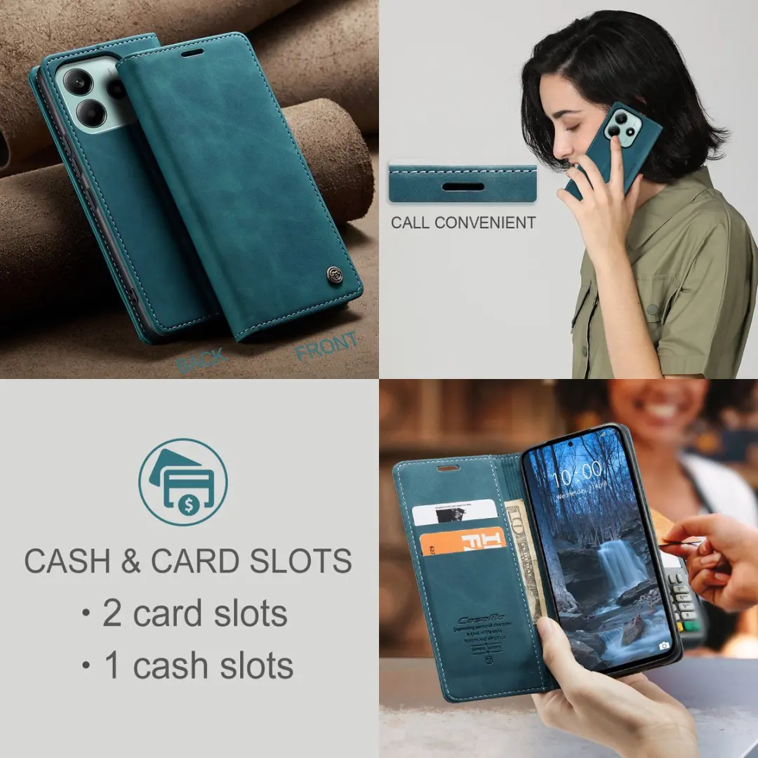 Caseme Magnetische Flip Wallet Case Blauw - voor Xiaomi Poco M7 Pro 5G - afbeelding 6 van 6