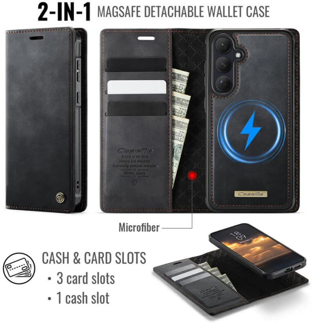 Caseme Luxe 2-in-1 Portemonneehoes Backcover Galaxy S26+ - Zwart