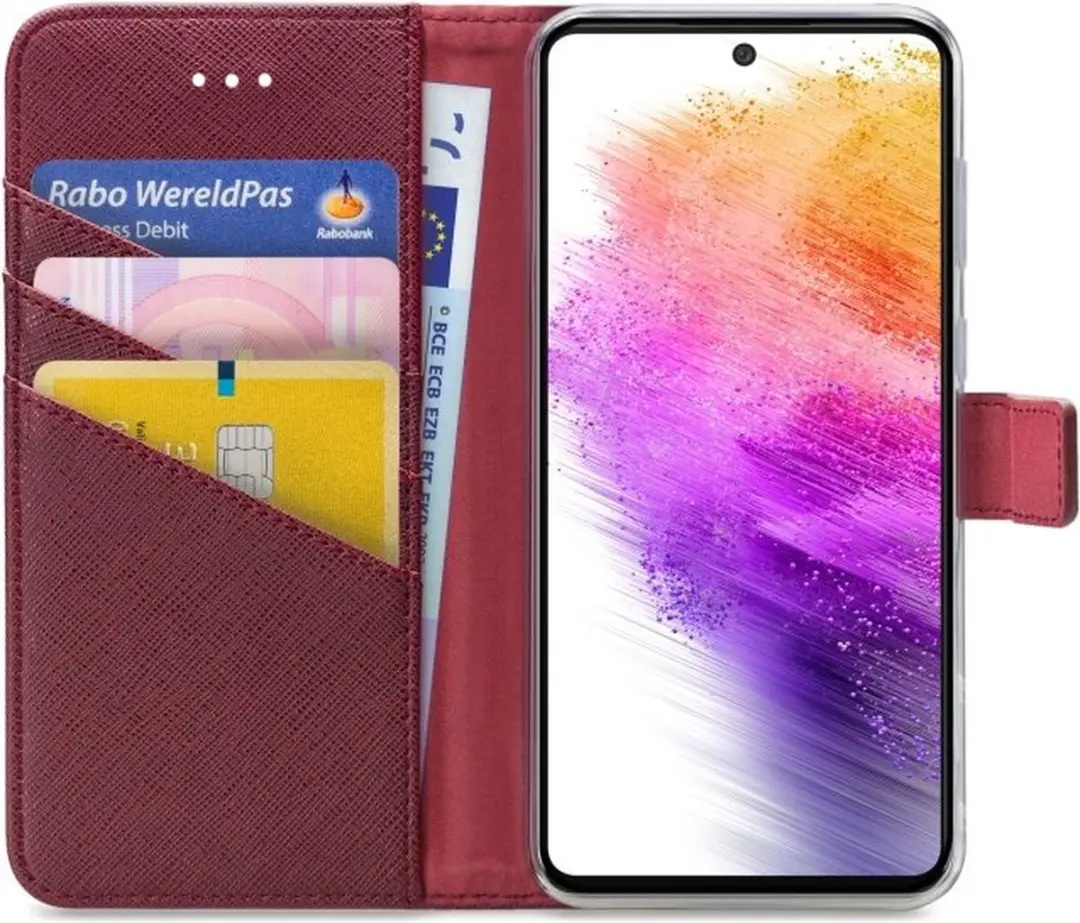My Style MSFWLT1370 Telefoonhoesje Samsung Galaxy A73 - 3 Pasjes Bordeaux