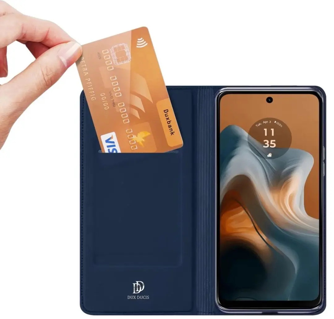 Dux Ducis Telefoonhoesje Motorola Moto G34 Pro Book Case - Blauw