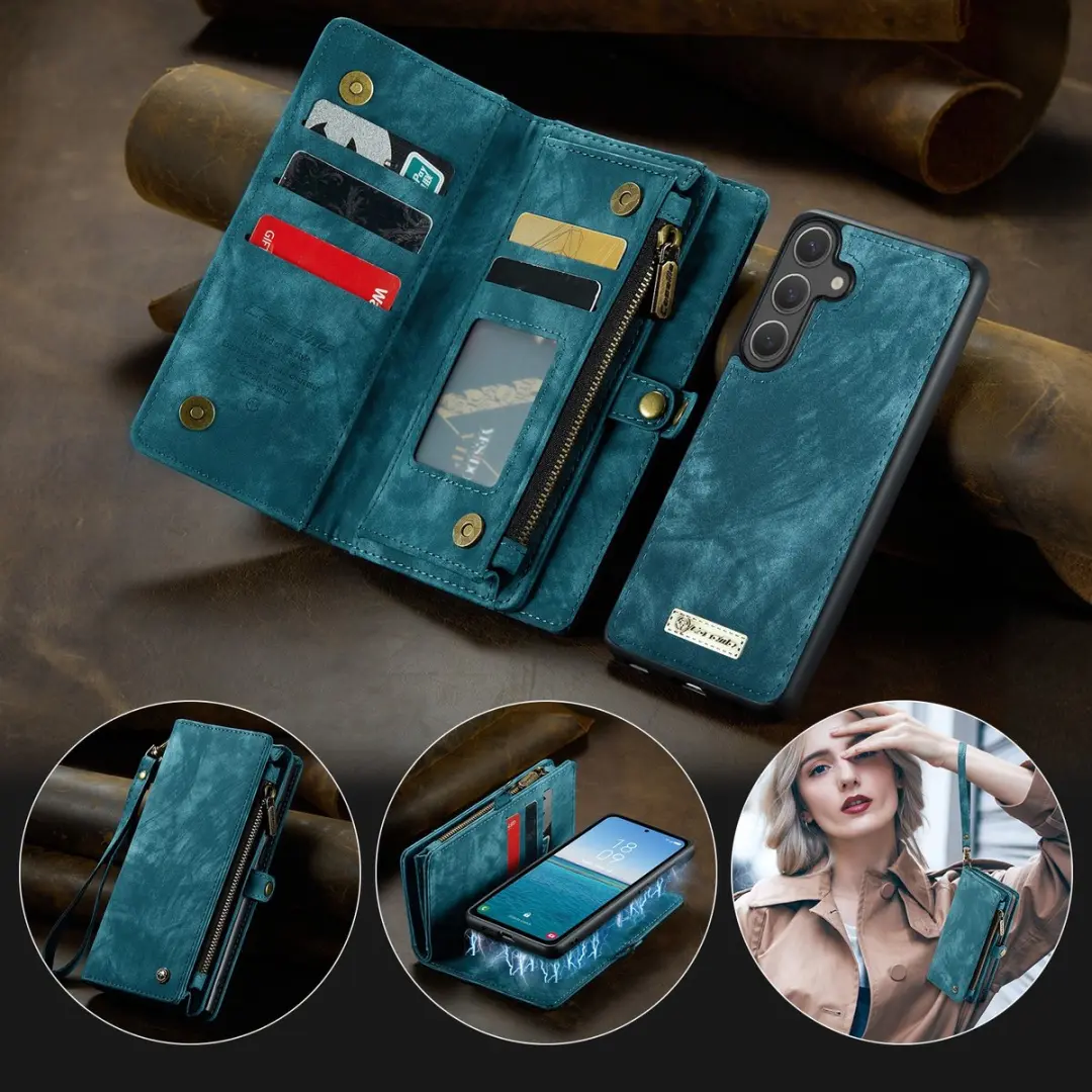 Caseme 008 Hoesje Samsung Galaxy S25 FE - Blauw - 8 Pasjes