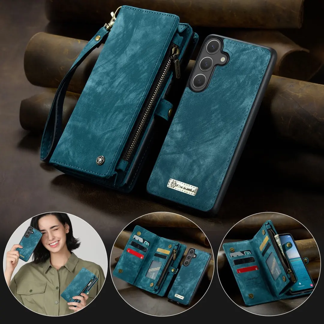 Caseme 008 Hoesje Samsung Galaxy S25 FE - Blauw - 8 Pasjes
