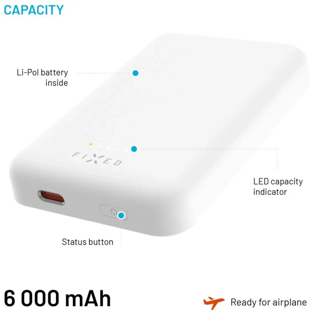 Fixed Powerbank FIXZENM-6-WH 6000mAh - Wit - afbeelding 6 van 6