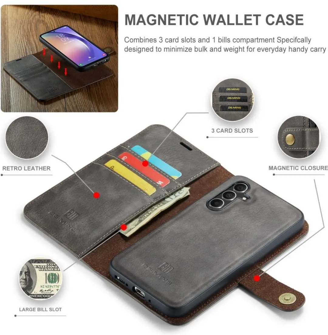 DG.MING Hoesje Samsung Galaxy A54 Book Case - Grijs