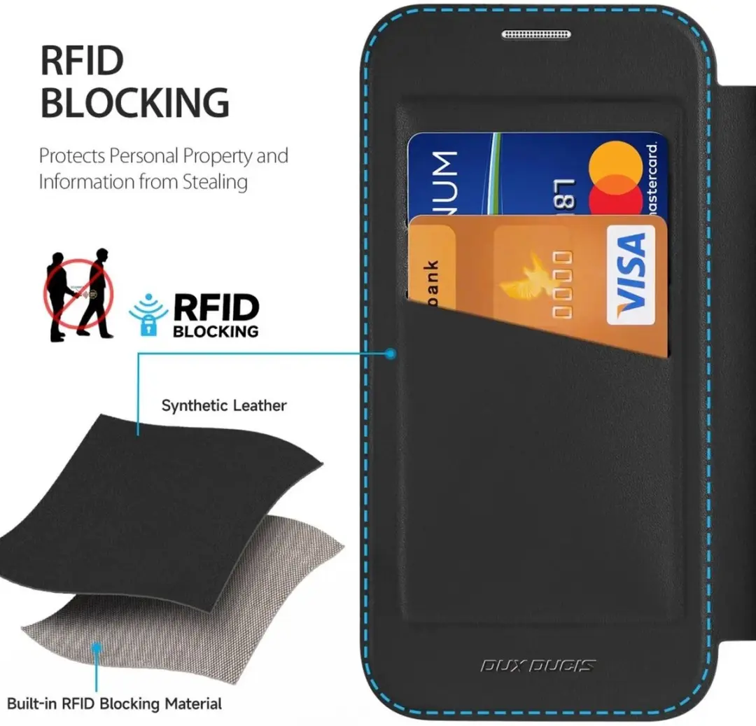 Dux Ducis Skin X Pro iPhone 16 Pro Max Hoesje - 360° Ringstandaard - 2 Pasjes - Zwart