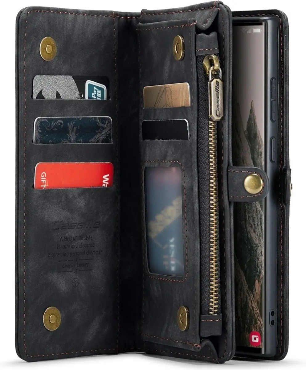 Caseme 008 Hoesje Samsung Galaxy S24 Ultra - Portemonnee 5 Pasjes - Zwart - afbeelding 6 van 6